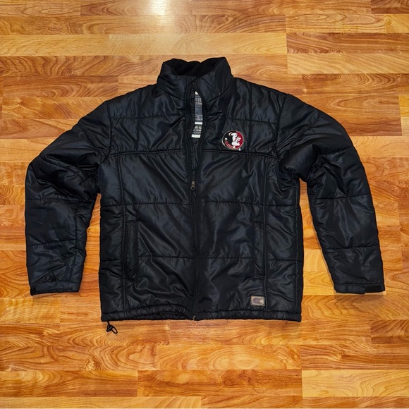Florida State Seminoles Embroidered Puffer Jacket Black Men’s Size Large RARE - Picture 1 of 16